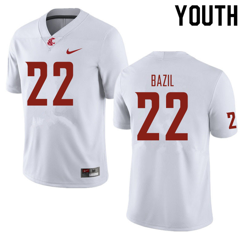 Youth #22 Jouvensly Bazil Washington State Cougars Football Jerseys Sale-White